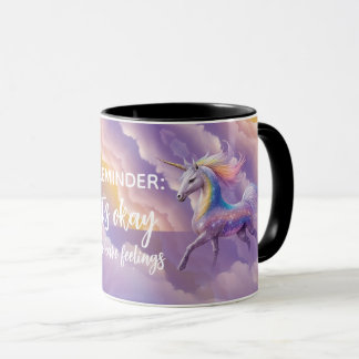 It's okay to have feelings Sparkly Glitter Unicorn Mug