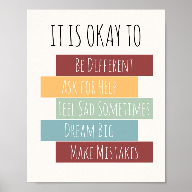 It's Okay to,Motivational Art,Be Different Quotes Poster (Front)