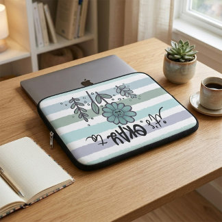 It's Okay To Say No | Floral Pastel Striped Laptop Sleeve