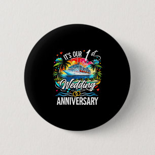 It's Our 1st Wedding Anniversary Couple Tropical V 2 Inch Round Button