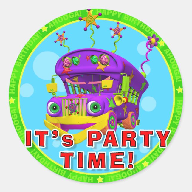 It's Party Time! Birthday Stickers with Buster (Front)