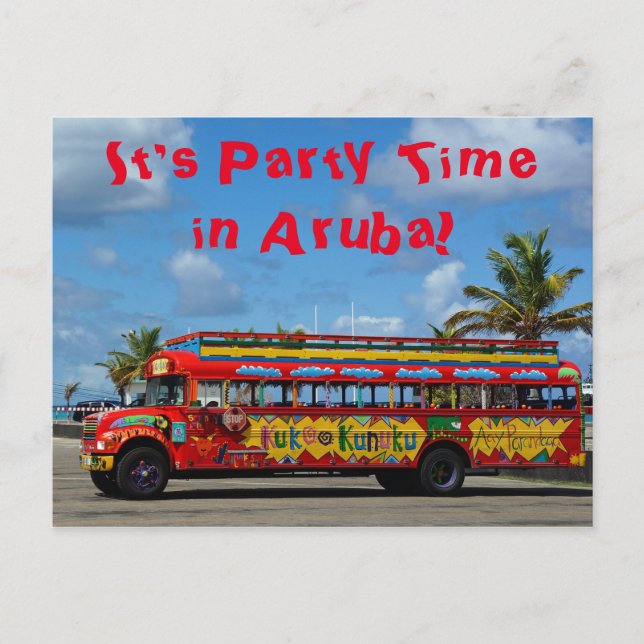 It's Party Time in Aruba Invitation Postcard (Front)