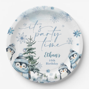 It's party time Penguin winter birthday  Paper Plate