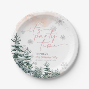 It's Party Time Winter Birthday  Paper Plate