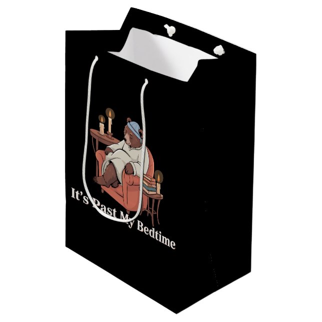 It's Past My Bedtime Funny Sleppy Bear Meme Xmas Medium Gift Bag (Front Angled)