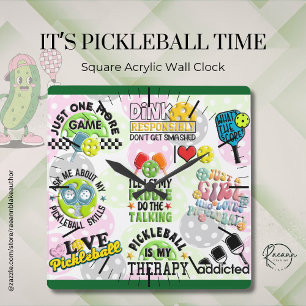 It's Pickleball Time Square Wall Clock