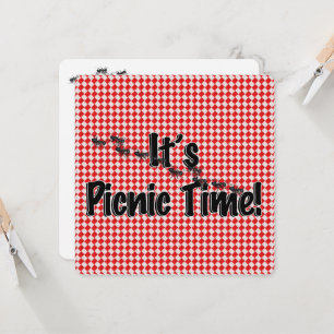 It's Picnic Time! Red Chequered Table Cloth w/Ants