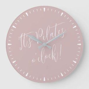 It's Pilates O' Clock Fun Pink Script Wall Clock