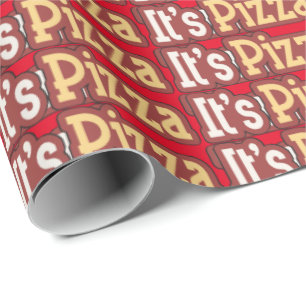 It's Pizza party word art wrapping paper