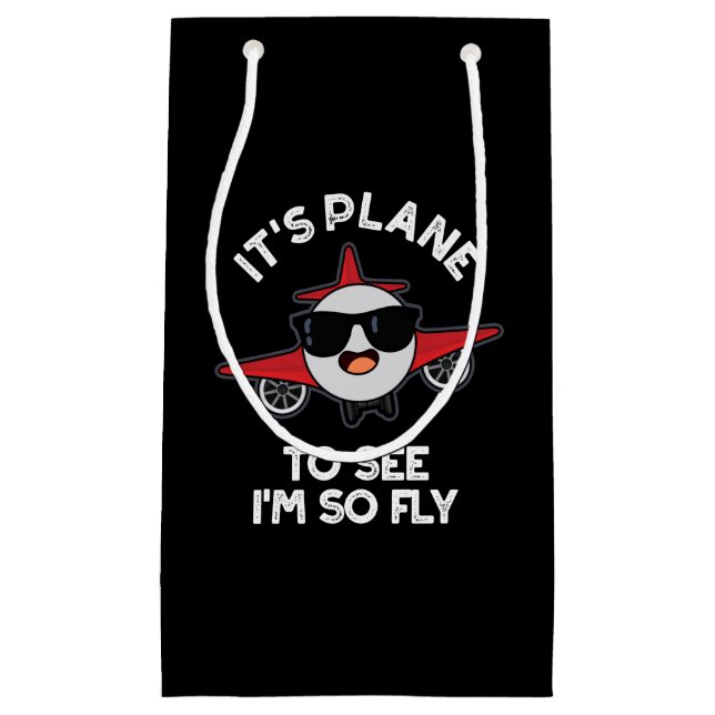 It's Plane To See I'm So Fly Aeroplane Pun Dark BG Small Gift Bag (Front)