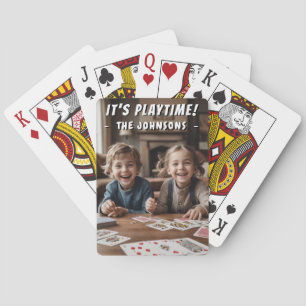 It's Playtime! Cute Kids Family Customized Photo Playing Cards