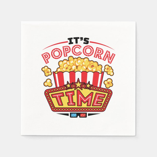 It's Popcorn Time Movie Cinema Lover Napkin (Front)