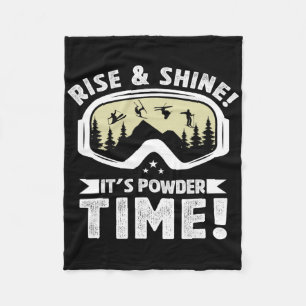 It's Powder Time Skiing Goggles Winter Sports Skie Fleece Blanket