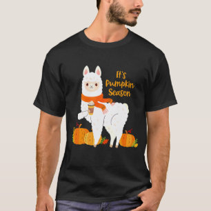 Its Pumpkin Season Llama Autumn Leaves Fall Cute T-Shirt