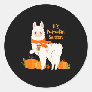 It's Pumpkin Season Llama Autumn Leaves Fall Gift  Classic Round Sticker