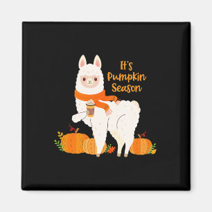It's Pumpkin Season Llama Autumn Leaves Fall Gift Magnet