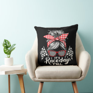 It's Race Day Y'all Racing Throw Pillow