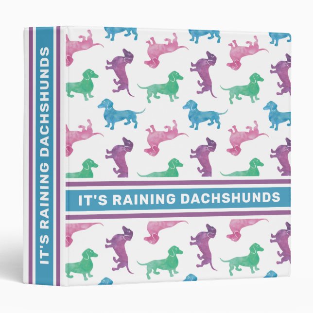 It's Raining Dachshunds Cute Pastel Colours Design Binder (Front/Spine)