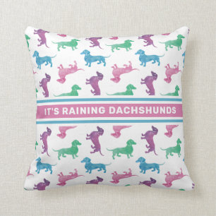 It's Raining Dachshunds Cute Pastel Doxies Throw Pillow