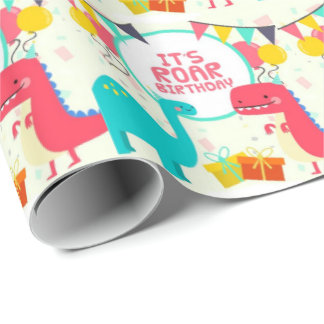 It's Roar Birthday Dinosaurs Wrapping Paper