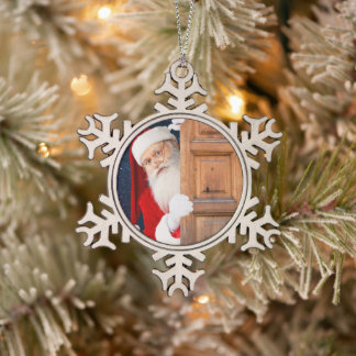 Its Santa Merry Christmas Name Snowflake Pewter Christmas Ornament