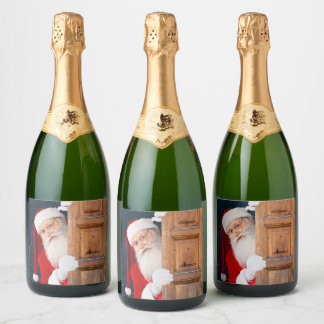 Its Santa Merry Christmas Name Sparkling Wine Label