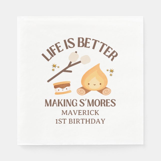 It's S'more Fun to Be One First Birthday  Napkin (Front)