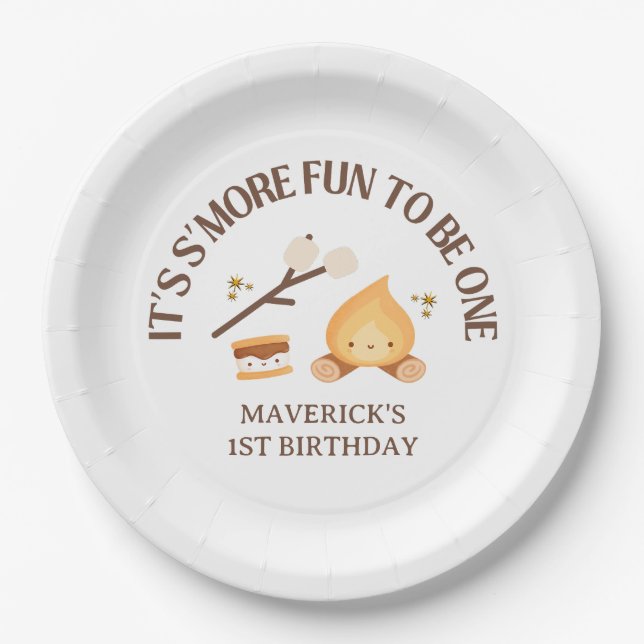 It's S'more Fun to Be One Kids 1st Birthday  Paper Plate (Front)