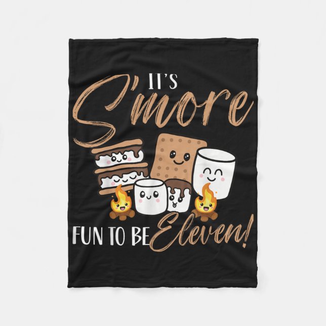 Its Smore Fun To Be Two 11 Birthday Campfire Marsh Fleece Blanket (Front)