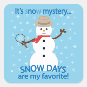 It's sNOw Mystery Detective Snowman Blue Square Sticker