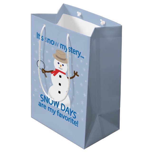 It's sNOw Mystery Detective Snowman Medium Gift Bag (Back Angled)