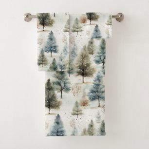 It's snowing on fir trees - bath towel set