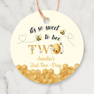 It's So Sweet To Bee 2nd Birthday Favour Tags