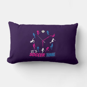 It's Soccer Time Girls Soccer Quote Lumbar Pillow