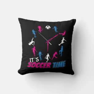 It's Soccer Time Girls Soccer Quote Throw Pillow