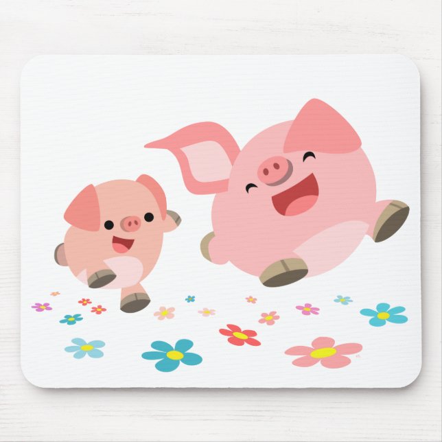 It's Spring!!-Two Cute Cartoon Pigs Mousepad (Front)