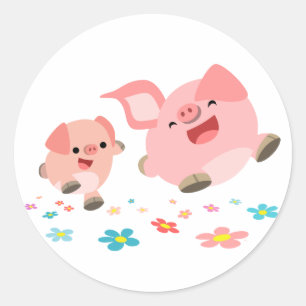 It's Spring!!-Two Cute Cartoon Pigs Sticker