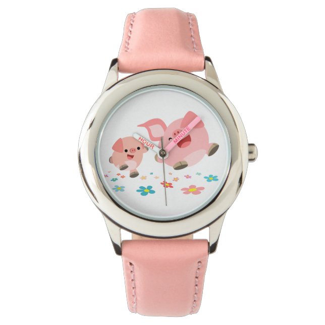 It's Spring!!-Two Cute Cartoon Pigs Watch (Front)