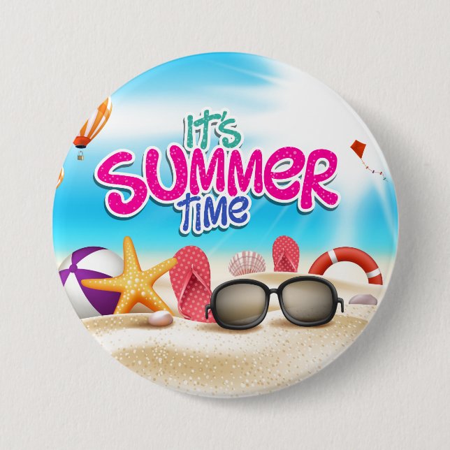 It's Summer Time 3 Inch Round Button (Front)