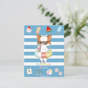 It's Summer Time Mochi and Sunglasses with Floaty  Holiday Card