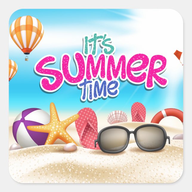 It's Summer Time Square Sticker (Front)