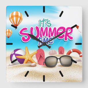 It's Summer Time Square Wall Clock