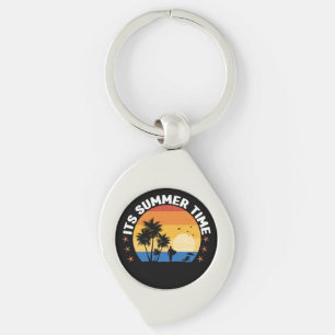 It's Summer Time Tropical Sunset Design Keychain