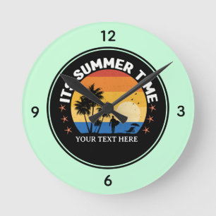 It's Summer Time Tropical Sunset Design Round Clock
