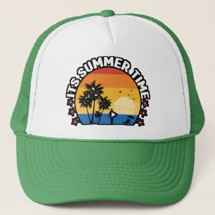 It's Summer Time Tropical Sunset Design Trucker Hat