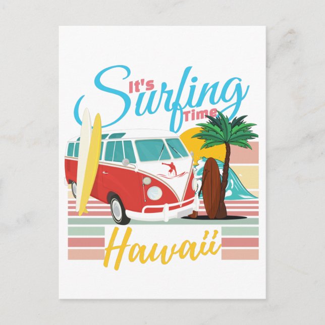 It's Surfing Time Hawaii - Summer Beach Vibes  Postcard (Front)