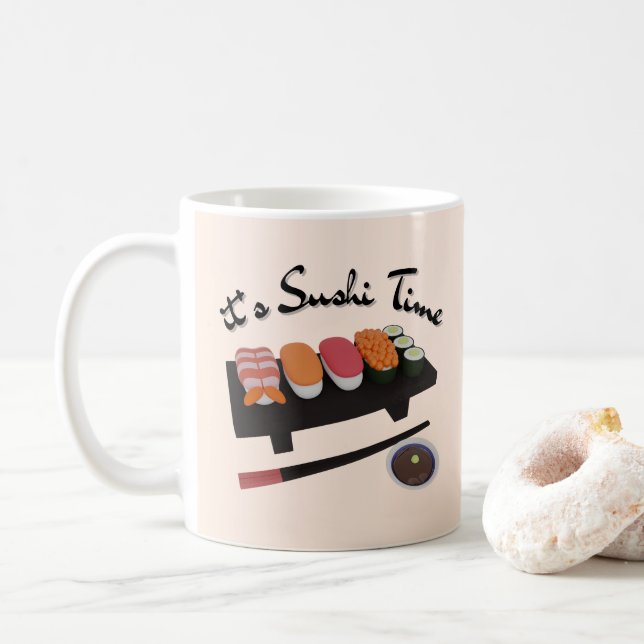 It's Sushi Time , Sushi  Coffee Mug (With Donut)