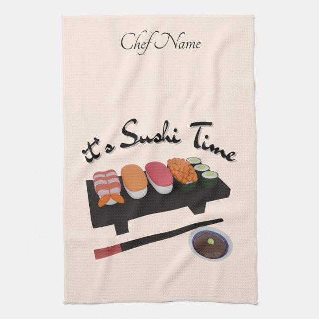 It's Sushi Time , Sushi  Kitchen Towel (Vertical)