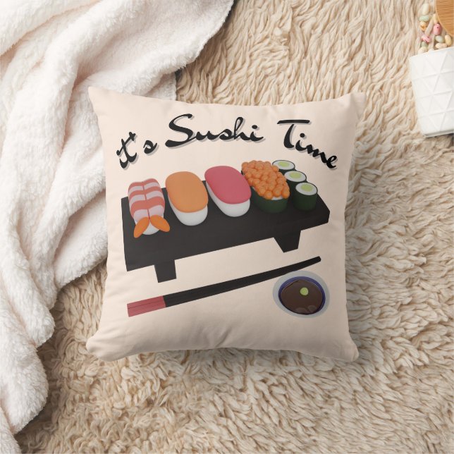 It's Sushi Time Throw Pillow (Blanket)