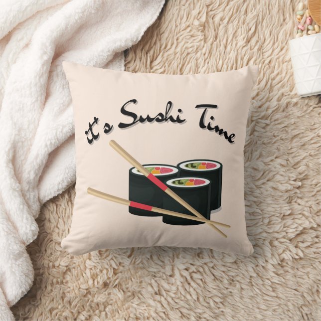 It's Sushi Time Throw Pillow (Blanket)